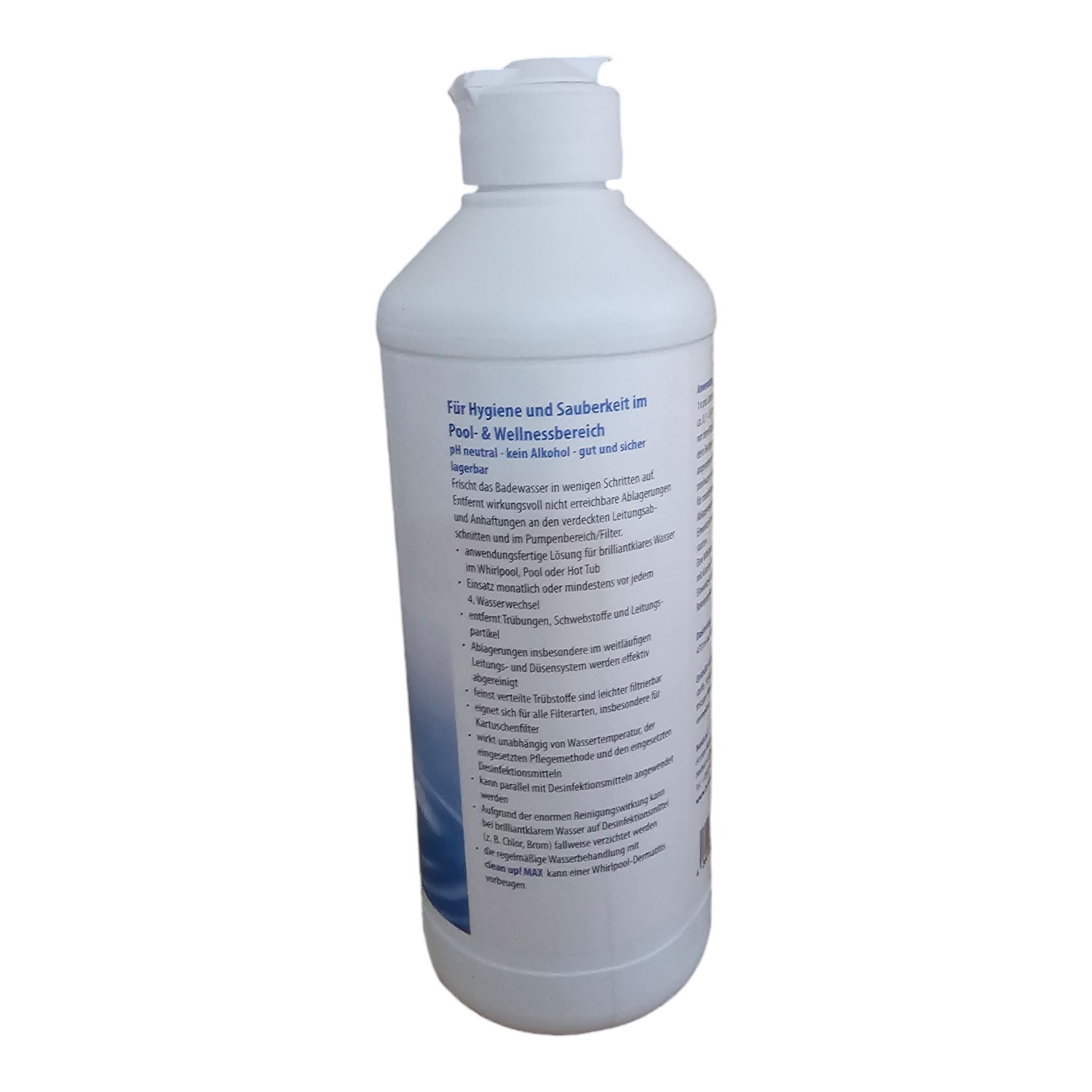 Flasche Pool- und Wellness-Hygieneprodukt mit Reinigungs- und Desinfektionsfunktion.