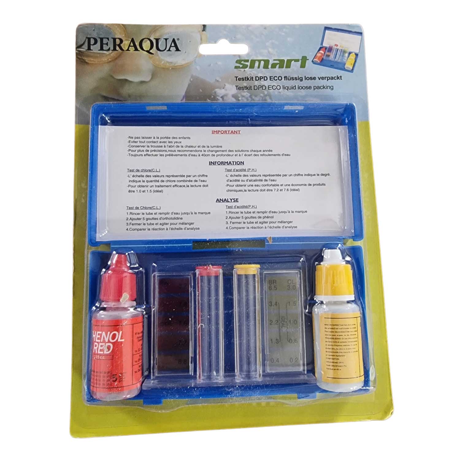 Wassertester mit Flüssigkeiten  PH  und Chlor