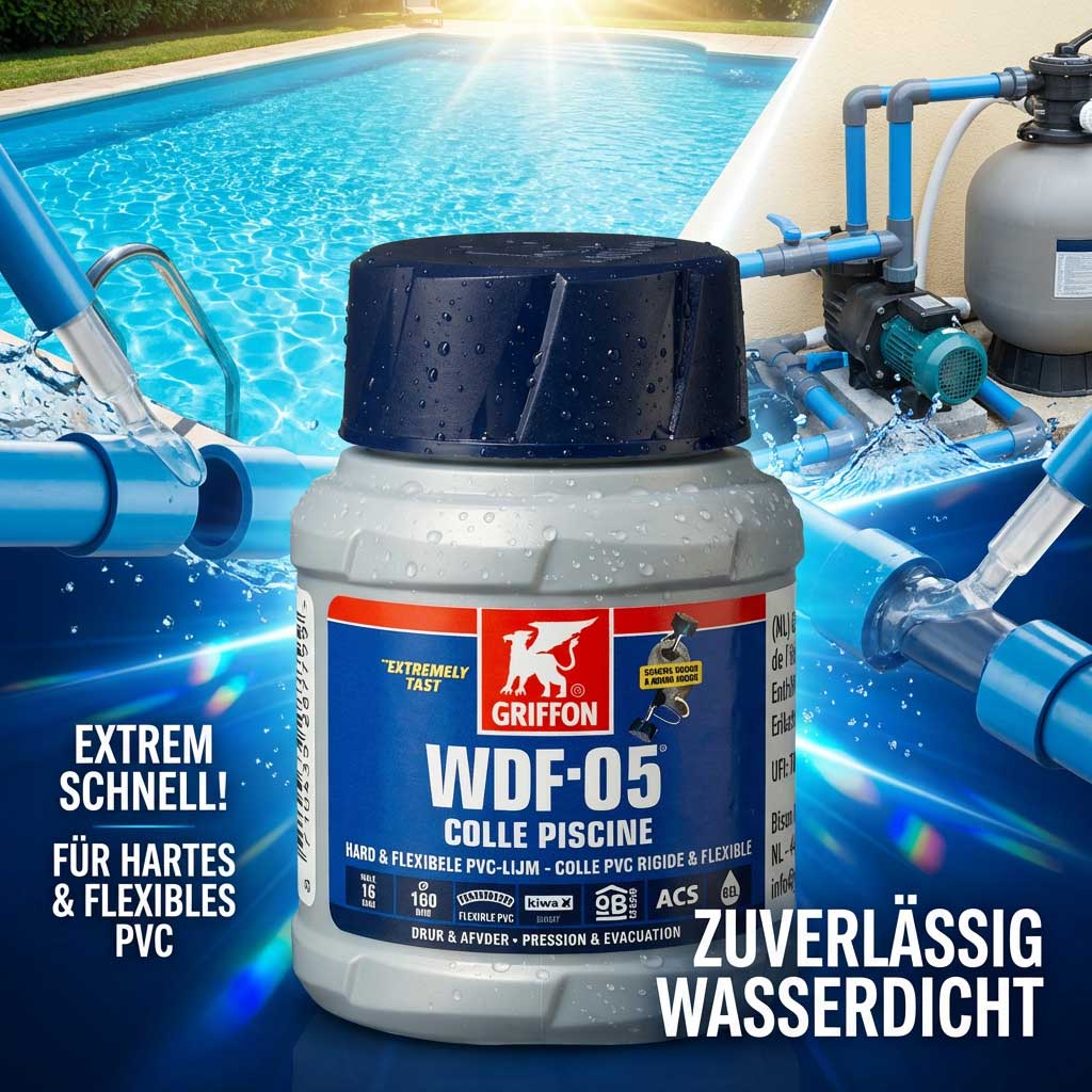 PVC-Kleber für die Poolinstallation und -wartung, wasserbeständig.