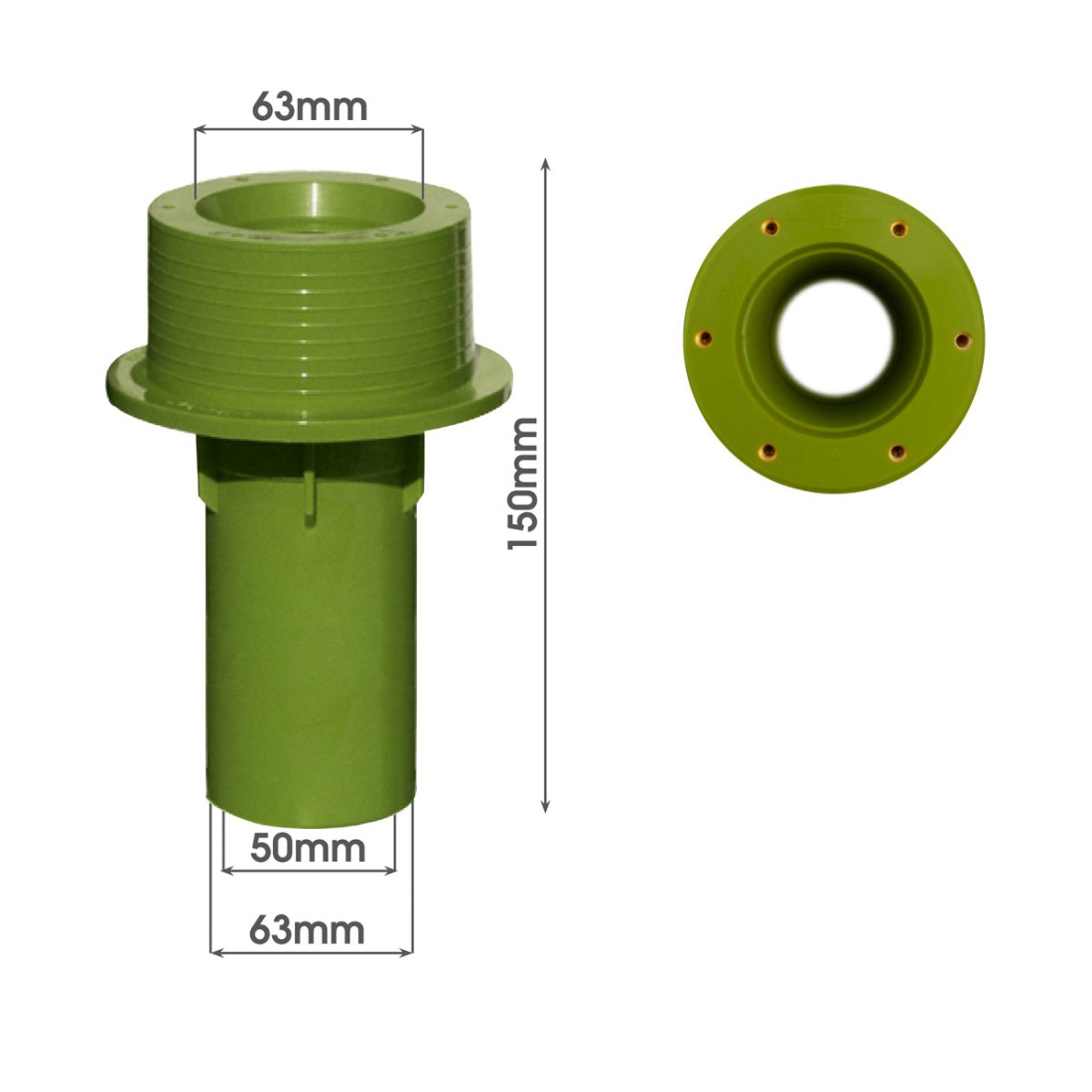 MTS Beckenwanddurchführung 150 mm mit M5 Gewindebuchsen