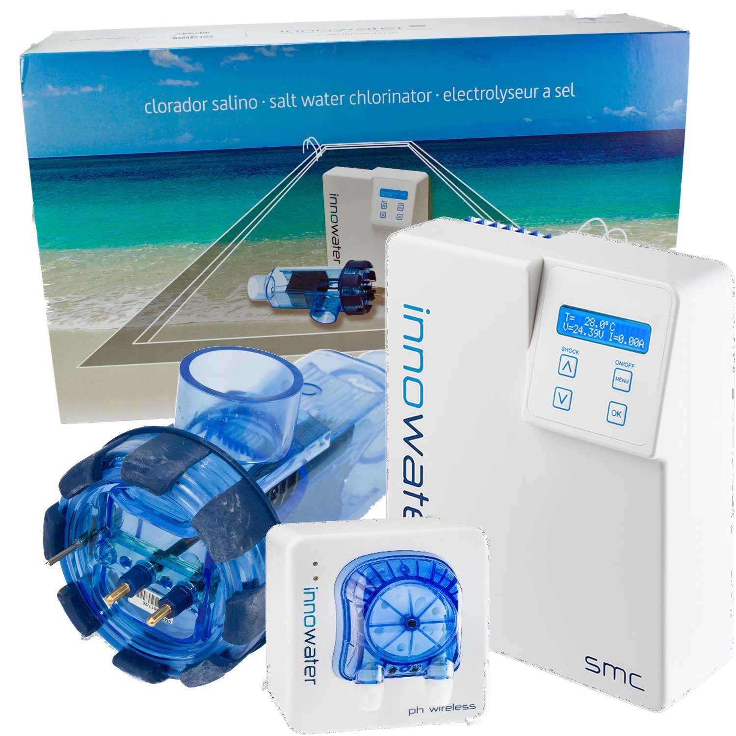 Salzelektrolyse SMC10 + wireless PH Regelung  für Becken bis 30 m³