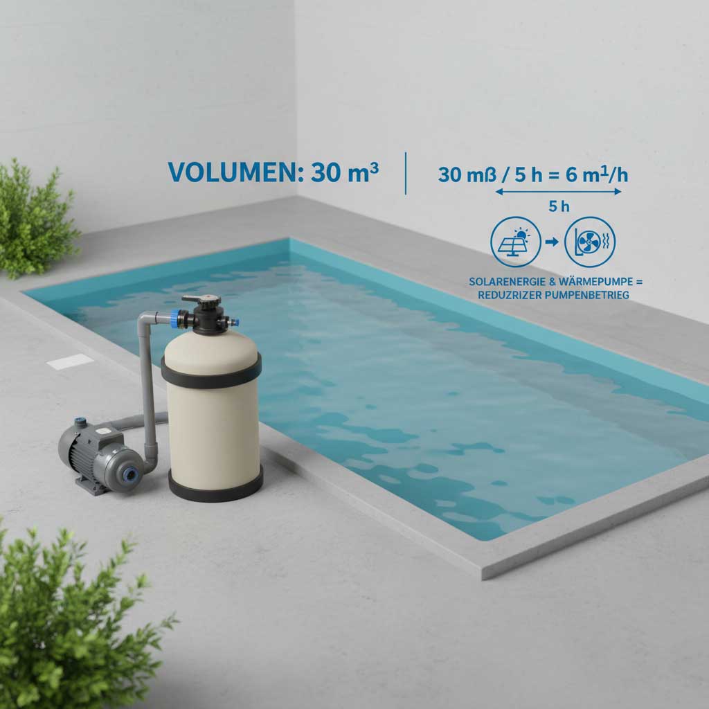 Poolwasserfiltersystem, bestehend aus Pumpe, Filter und Wasseranschlüssen.