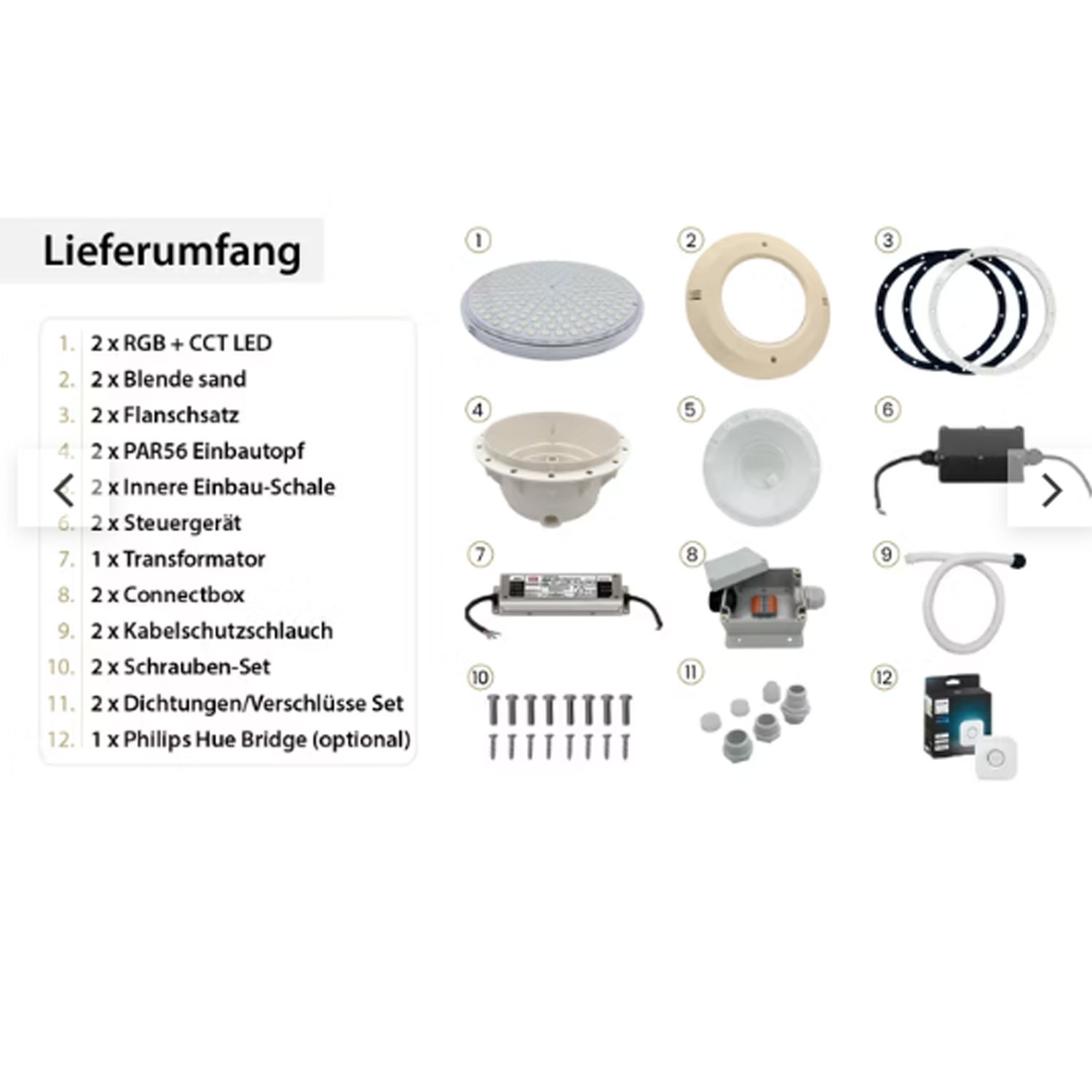 Smarthome Poollampe Rgb+Cct Sand 2Er Set Lieferumfang