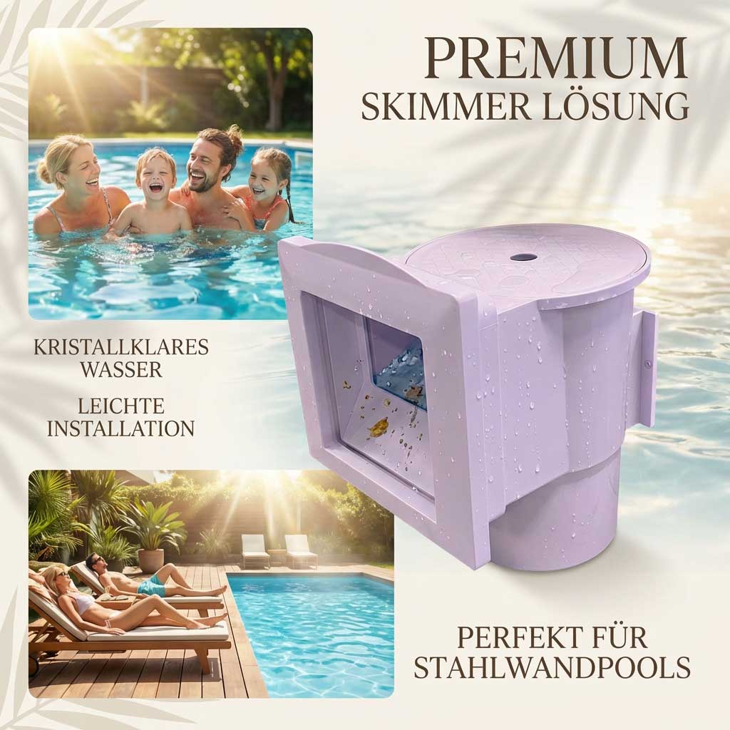 Premium Skimmer für Stahlwandpools mit einfacher Installation.