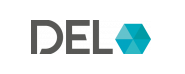 Logodesign mit dem Wort DEL in geometrischer Form.