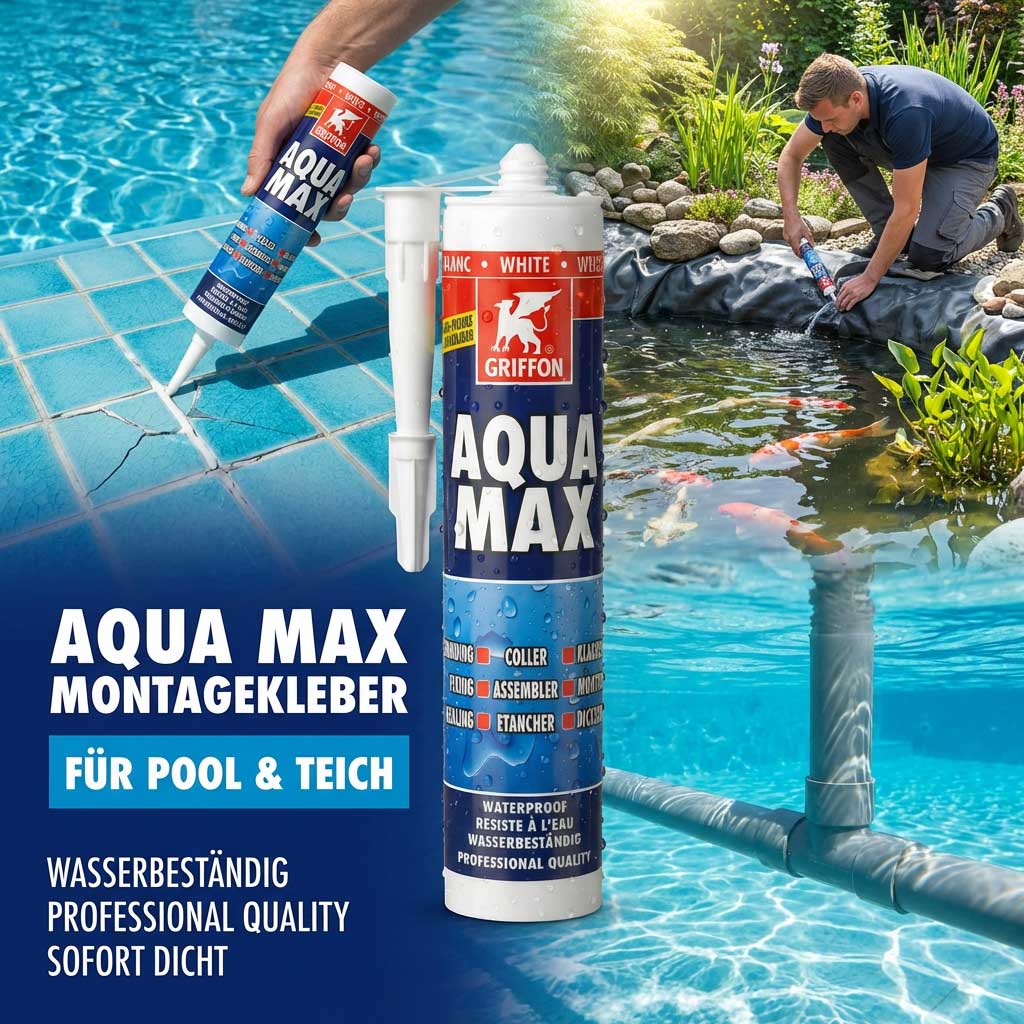 Wasserfester Klebstoff für Pool- und Teichreparaturanwendungen.