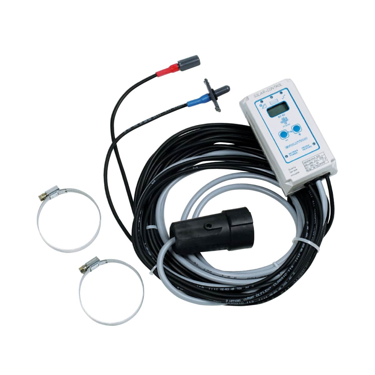 Digitaler Temperaturregler mit Kabeln und Klemmen