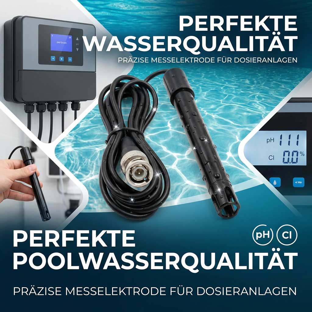 pH- und Chlor-Messelektrode zur Überwachung der Poolwasserqualität