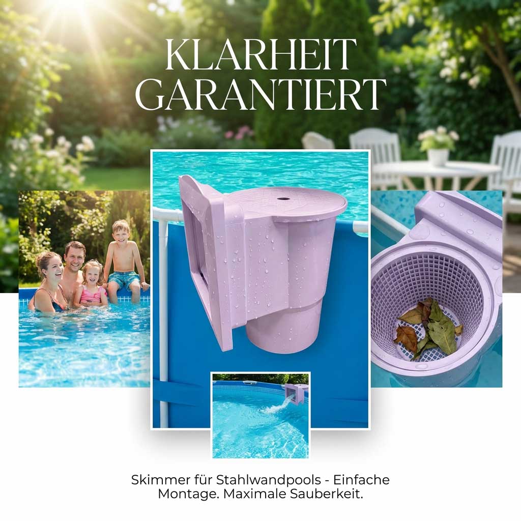 Skimmer für Stahlwandpools zur effektiven Wasserreinigung.