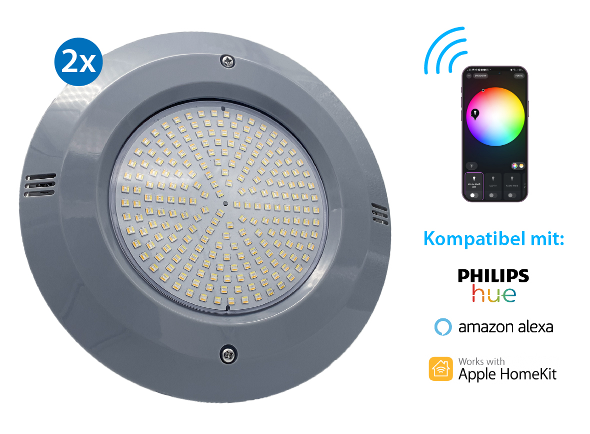 Smart Home UWS  LED Licht Set 2 RGB + CCT 36 Watt Blende grau