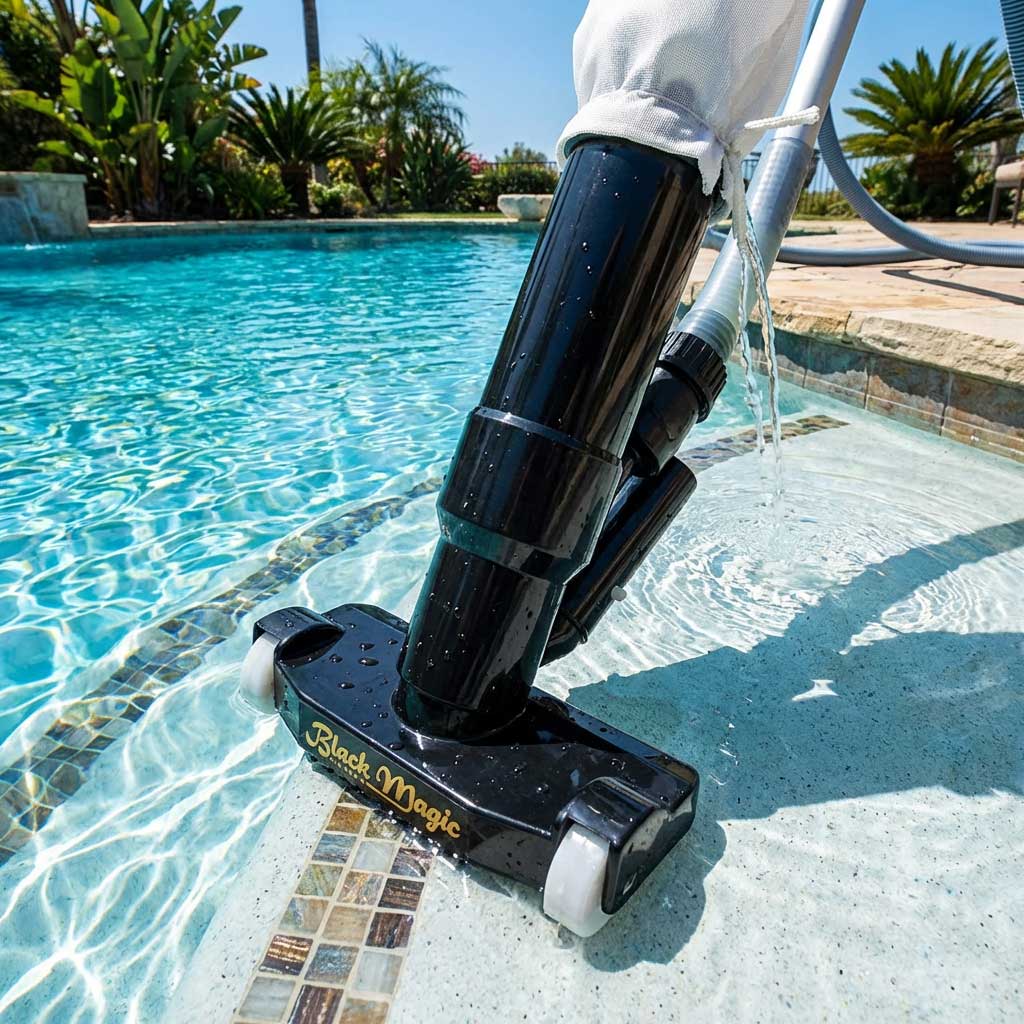 Poolstaubsauger in einem Schwimmbad eingetaucht.