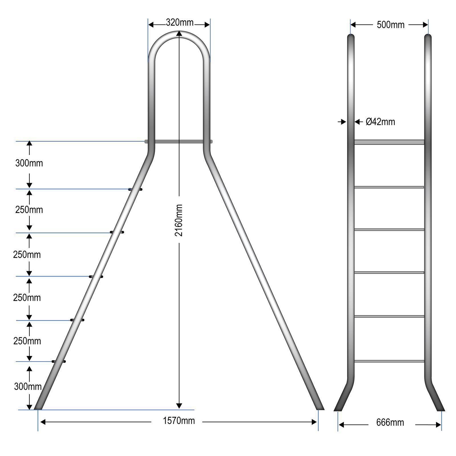 Abmessungen Leiter 5 Stufig