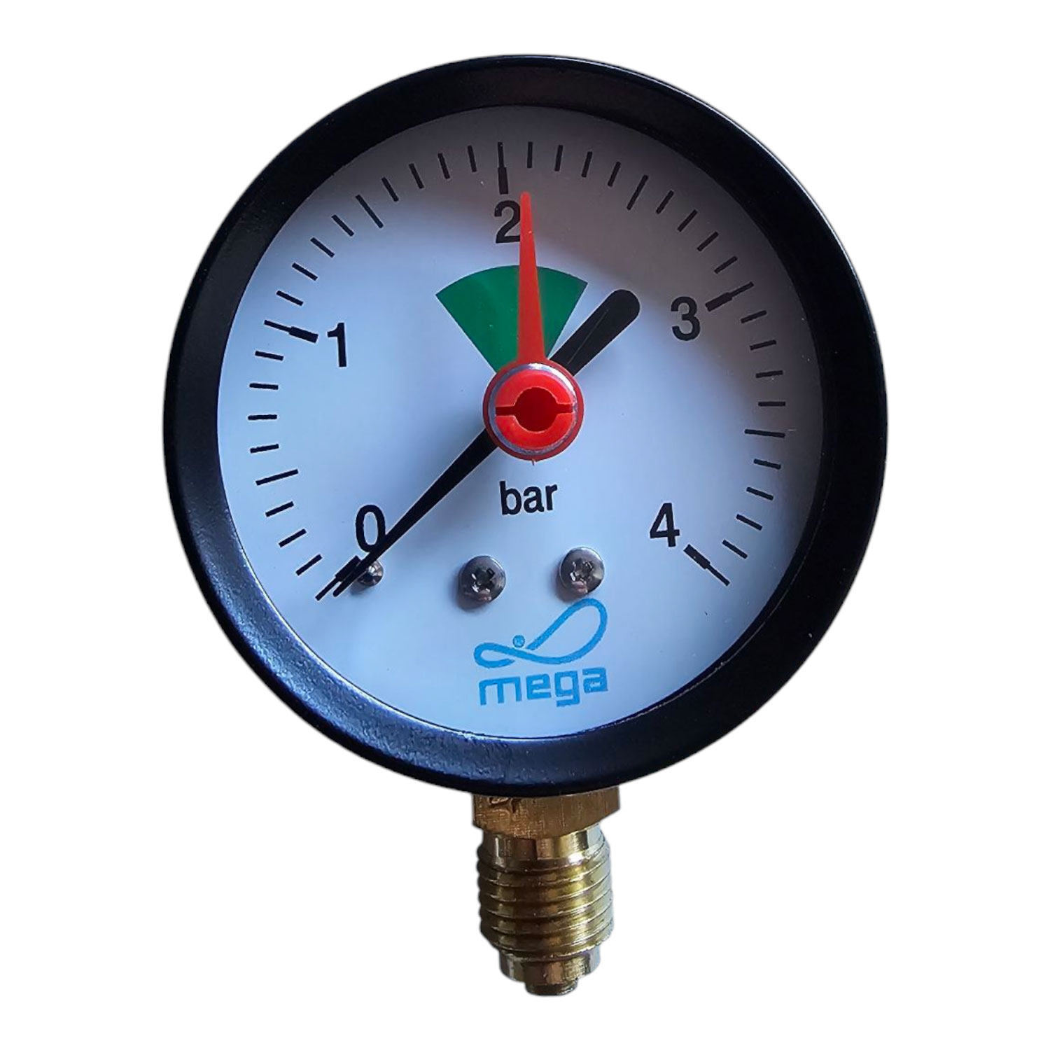 Manometer 63 mm Außengewinde 0 - 4bar Schwarz Typ Trocken Unten 1/4"